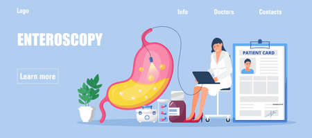 Gastrornterologist concept vector for medicine blog, website. Stomach cancer, ctomach pain...