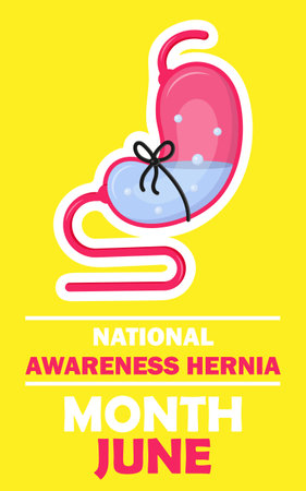 National Hernia awareness month concept vector. Medical event is celebrated in June. Intestine, stomach problem are shown for medical web, app, blog.のイラスト素材