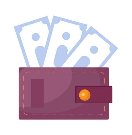 Wallet and stack of coins vector. Online payment illustration can be used for, landing page, template, ui, web. Digital wallet electronic transfer e-wallet, debt, credit online.のイラスト素材