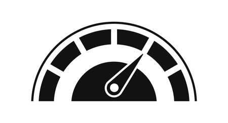 Speedometer icon vector. Scale meter in outline style. Tachometer icon. Speed indicator symbol. Online car velocity meter. Fast speed sign line icon. Internet speed control, check.のイラスト素材