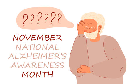 National Alzheimer awareness month in USA concept vector. Dementia, neurology health care, Parkinson or Alzheimer disease metaphor are shown.のイラスト素材