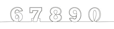 Continuous line numerals vector. Arabic numbers in hand drawn style with one continuous line.