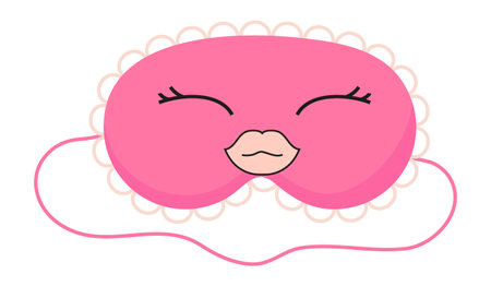 Cute mask for dreaming vector. Rest relax accessories for night collection. Sleepy mask with eyes, animals face and smiles.のイラスト素材