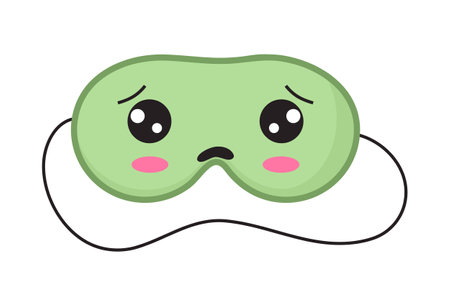Cute mask for dreaming vector. Rest relax accessories for night collection. Sleepy mask with eyes, animals face and smiles.のイラスト素材