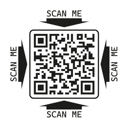 QR code vector. Sample vector QR code for smartphone scanning. Identity for app smartphone. Barcode frame for items.のイラスト素材