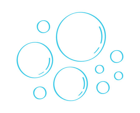 Water bubble vector in doodle style. Foam drop, fizz or soda in line style. Bubbles hand drawn illustration. Line water drops in sketch style.のイラスト素材