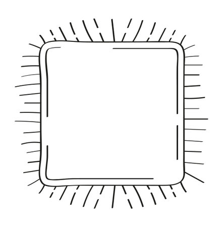 Mirror frames in doodle style. Vintage image frame han drawn labels. Blank black square rectangle label elegant sketches. Outlines photo border. Picture frames as graffiti.のイラスト素材