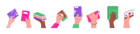 Hand hold book icon. Concept of literature, dictionaries, encyclopedias.のイラスト素材