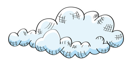 Fluffy clouds drawn with contour lines vector. A minimalistic and elegant line art designのイラスト素材