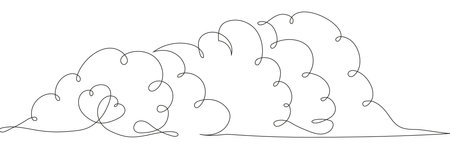 Elegant one line drawing of a fluffy cloud in a continuous and minimalistic style. Perfect for weather icons, dreamy designs, sky concepts, and branding visuals. A modern linear illustration ideal for web, editorial, and graphic projects.のイラスト素材