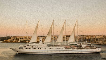 Yacht on the harbourの写真素材