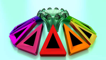 A Product Stand for Exhibition Display - Center Point Surrounded with Protective Arrowsの写真素材