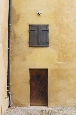 Wooden old door in Pragueの写真素材