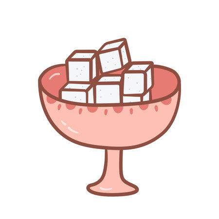 Sugar cubes in a bowl. cartoon doodle style. Vector illustration isolated on white backgroundのイラスト素材