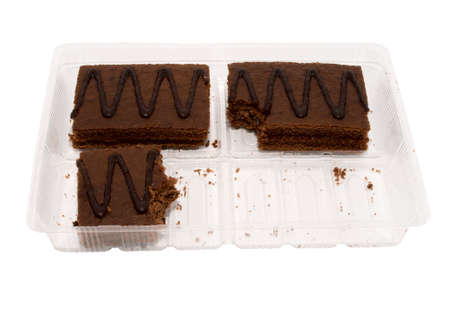 Chocolate cakes on white backgroundの写真素材