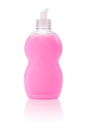 abstergent in plastic bottle isolated on white backgroundの写真素材