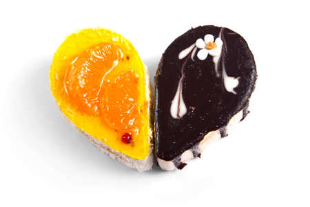 Cakes pair by form of heartの写真素材