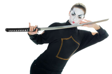 Portrait of mystic girl with sword.の写真素材