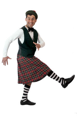 Portrait of expressive man in Scottish costume.の写真素材