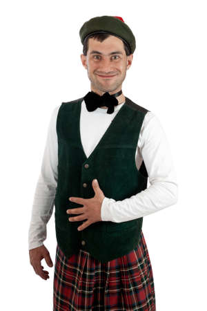 Portrait of expressive man in Scottish costume.の写真素材