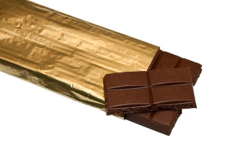 Milk chocolate  isolated on white backgroundの写真素材