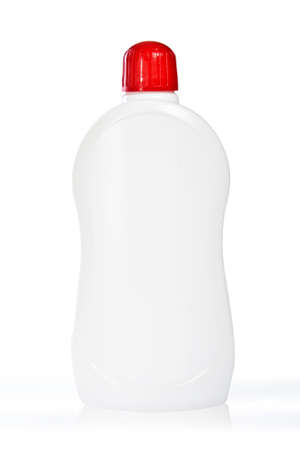 Detergent in plastic bottle  Isolated on white backgroundの写真素材