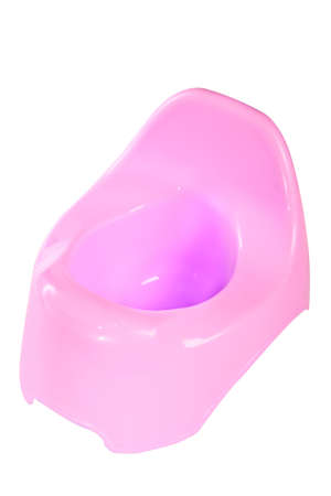 pink potty for baby on white backgroundの写真素材
