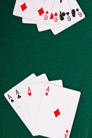 Chip and cards for the poker on the table  の写真素材