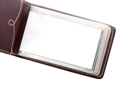 Leather card holder  Isolated on white backgroundの写真素材