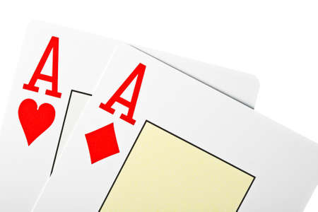 playing poker cards isolated on white background の写真素材