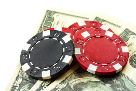 Group of chips, money isolated on white の写真素材