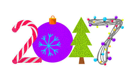 2017 Happy new year . Calendar cover, typography. 2017 calendar idea.のイラスト素材