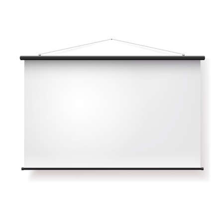 Blank realistic portable projection screen. Vector illustration. Isolated on white background.のイラスト素材