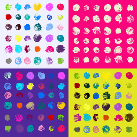 Grunge shapes, brush stroke.Vector illustration. Isolated on colorful background. Freehand drawing.のイラスト素材