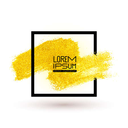 Golden brush stroke for you amazing design project vector. Watercolor texture paint stain isolated on white. Abstract hand painted golden background for greeting, gift, wedding, fashion, birthday card.のイラスト素材