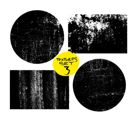 Grunge post stamps collection, circles. Banners, insignias , logos, icons, labels and badges set. Vector distress textures, isolated on white background. Blank shapes.のイラスト素材