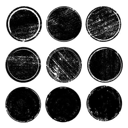 Grunge post stamps collection, circles. Banners, insignias , logos, icons, labels and badges set. Blank shapes. Vector illustration distress textures.のイラスト素材