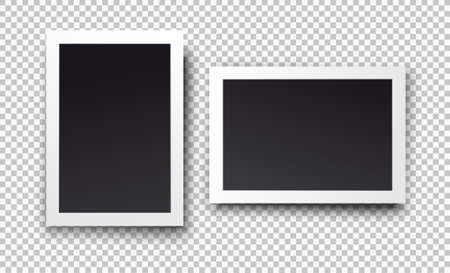 Square frame template with shadows. Vector illustration EPS 10. Isolated on transparent backgroundのイラスト素材