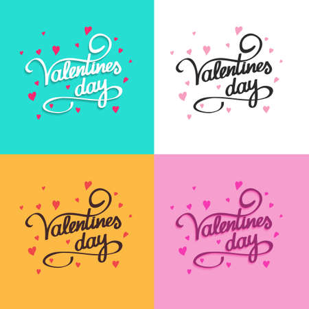 Happy Valentines Day typography poster with handwritten calligraphy text. Vector Illustration. Freehand drawing.のイラスト素材