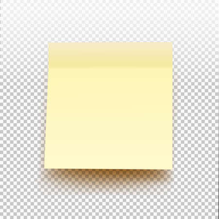 Yellow sticky note isolated on transparent background. Vector illustration post note for your design.のイラスト素材
