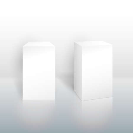 Pedestal for display. Platform for design. Realistic 3D empty podium. Vector illustration EPS 10. Isolated on white background.のイラスト素材
