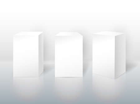 Set of pedestal for display. Platform for design. Realistic 3D empty podium. Vector illustration EPS 10. Isolated on white background.のイラスト素材