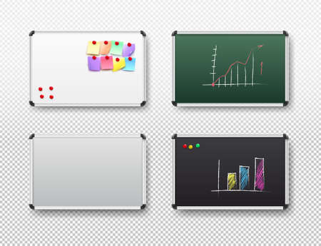 Set of empty board magnets and animation template. Vector illustration EPS 10. Isolated on transparent background.のイラスト素材