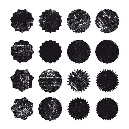 Different starburst sunburst badges, black shapes. Blank shapes.のイラスト素材