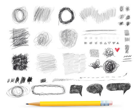 Abstract chaotic round sketch. Pencil drawing for your design. Freehand drawing. Vector illustration. Isolated on white backgroundのイラスト素材