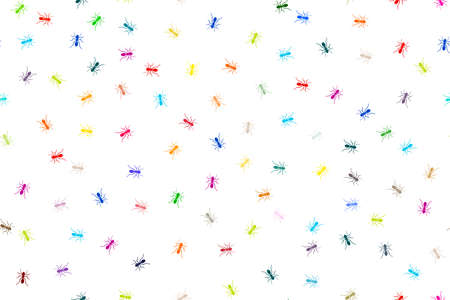 Ant monochromatic seamless pattern. Colorful little ants on white background. Vector illustration.のイラスト素材