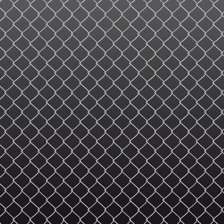 Seamless metal chain link fence on black background. Wired Fence pattern in shades of grey. Stylish repeating texture. Mesh-netting.のイラスト素材