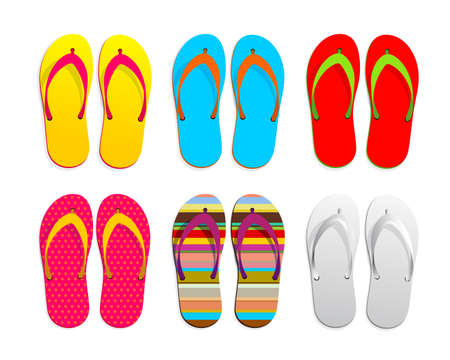 Set of flip flops icon design. Vector illustration graphic. Isolated on white backgroundのイラスト素材