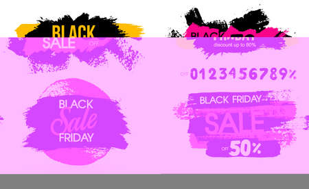 Black friday sale banner, set. For your design. Vector illustration. Isolated on white backgroundのイラスト素材