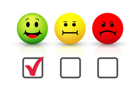 Smiley icon. Emoticons positive, neutral and negative. Vector illustration. Isolated on white backgroundのイラスト素材